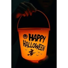 Aesco Halloween Işıklı Gövdeli Şeker Kovası Bal Kabağı Turuncu