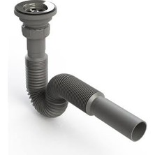 Aesco Donau Lüx Paslanmaz Gri Lavabo ve Evye Sifonu 32 mm Çıkışlı