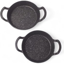 Aesco 2'li Granit Alüminyum Döküm Sahan Seti | Yapışmaz Yumurta & Kızartma Tavası | Granit Omlet Tavası (18CM + 20CM) | Eşit Isı Dağılımı ve Dayanıklı