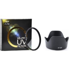Tianya - Canon 55-250mm ve 75-300mm Lens için 58mm XS-PRO Slim Uv Filtre + Et-60 II Parasoley