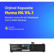 Ümit Maker Monster Huma H4 V4.1 Notebook 11.61 V 63WH Batarya – Orijinal Uyumlu, Yüksek Performanslı