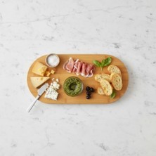 Aesco Ayaklı Bambu Sunum Tabakları, Ayaklı Bambu Sunumluk, Kek, Börek, Çörek ve Çikolata Sunum Tepsisi Yuvarlak Kenarlı Oval Sunumluk (34XM*15CM*1,5CM)