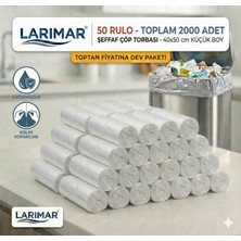 Larimar Küçük Boy Çöp Torbası 40X50 cm Şeffaf – 50 Rulo 2000 Adet Dayanıklı Mutfak Cöp Poşeti / Temizlik