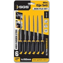 Aesco Mini Eğe Seti, 6 Parça, 4X160 Mm, Metal El Aleti, Model SGS1357