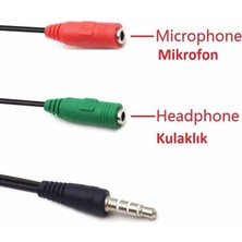 Aesco 3.5mm Ses Mikrofon Birleştirici Y Splitter Kablo | Kulaklık Mikrofon Ayırıcı | 3.5mm Dönüştürücü Pc Laptop Uyumlu (Siyah)