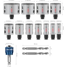 Aesco 14 x Pro Multi Material Power Plus Delik Testeresi Seti – Şeffaf Kılıf (Yumuşak Ahşap, Alçıpan Duvar Için, Ø 20 – 76 Mm, Profesyonel Aksesuar Matkap/tornavida Için)