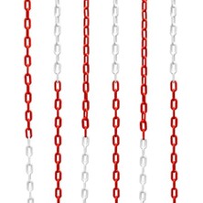 Aesco LR-6PC1031 6mm 25 Metre Plastik Trafik Zinciri, Kırmızı Beyaz