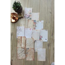 Kolbi Craft 15 Adet Eskitme Vintage Kağıt Çiçek Temalı Scrapbook Kağıt Seti Bullet Journal Dekupaj Kağıdı