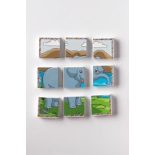 Aesco Manyetik Blok Çift Taraflı 9 Parçalı Mıknatıslı Puzzle 2 Görsel -Fil Yapboz