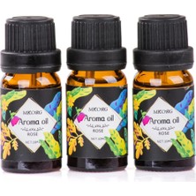 Aesco 3’lü Esansiyel Uçucu Yağ 3X10ML Rose Gül Kokulu Buhurdanlık Yağı Set, Difüzör, Banyo ve Oda Kokusu