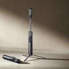 Aesco Selfie Çubuğu Mini, Alüminyum, Akıllı Telefon Uyumlu, Siyah, Bluetooth Uzaktan Kumandalı, 155G, 52CM Uzatılabilir, Model 66759