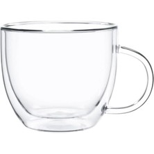 Aesco 1 Adet El Yapımı Çift Cidarlı Borosilikat Cam Kupa (350 Ml) - Isı Yalıtımlı El Yakmayan Büyük Kahve Kupası |, Çay ve Içecek Bardağı