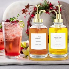 Aesco 2'li 500 ml Cam Sıvı Sabunluk ve Losyonluk Seti – Yüksek Kaliteli Krom Başlık, Şık Tasarım, Çok Amaçlı Kullanım Için: Kahve Şurubu, Sıvı Yağ, Sirke, Losyon ve Sıvı Sabun (, Yuvarlak)