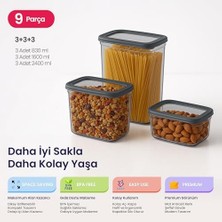 Aesco Life Tower Premium 9’lu Dikdörtgen Saklama Kabı Seti – 3 Farklı Boy, Kilitli Kapak, Dikey Tasarım, Bpa Içermez