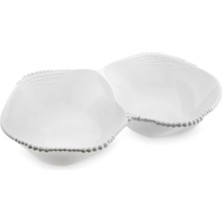 Aesco Maris Melamin 2 Bölmeli Beyaz Servis Kase 32.6X24.6X7.1 cm