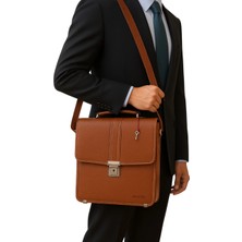 Çantachım Dikey Deri Evrak Çantası Anahtar Kilitli A4 Uyumlu