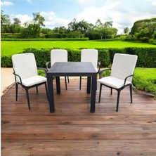 Mor Minder Sandalye Minderi Büyük Arkalıklı Yıkanabilir Fermuarlı  Lastikli 4'lü Krem Bej  4 cm Sünger