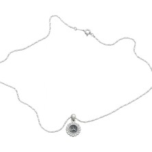 Tuqos Mercedes Logolu Rodyum Kaplama Zirkon Taşlı Çelik Kolye