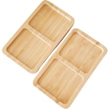 Aesco Bambu 2 Bölmeli Yağdanlık ve Sosluk Altlığı - Şık Tasarımlı Doğal Ahşap Stand, Mutfak Tezgahı Için Düzenleyici ve Çok Amaçlı Kullanım