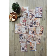 Kolbi Craft 15 Adet Eskitme Vintage Kahve Fincan Temalı Scrapbook Kağıt Seti Bullet Journal Dekupaj Kağıdı