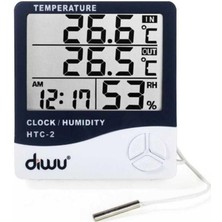 Aesco Htc-2 Problu Termometre Higrometre. Sıcaklık Nem Ölçer Saat