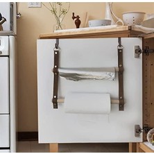 Aesco Tezgah Üstü Folyoluk Streçlik ve Kağıt Havluluk Düzenleyici LZ01- Mutfak Organizer Baharatlık Elbezi Havlu Askısı (Koyu Kahve)