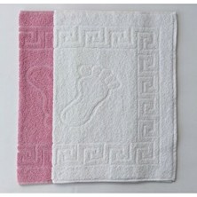 Emillie 2 Parça Set Ayak Izli Havlu Paspas %100 Pamuk 50x70 cm Klasik Tasarım Renk Pembe