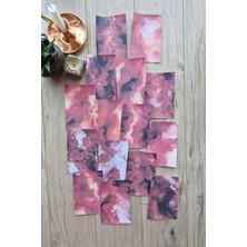 Kolbi Craft 15 Adet Kırmızı Temalı Scrapbook Kağıt Seti Bullet Journal Dekupaj Kağıdı Duman Mermer