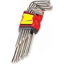 Aesco 9 Parça Çelik Alyan Takımı Tork Anahtarı Seti Yıldız Alyan Set 120 mm 1410