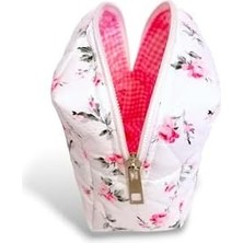 Aesco Makyaj Çantası | Hijyen Çantası | Ped Çantası | Çanta Içi Organizer | Küçük Boy Seyahat Makyaj Çantası (Beyaz-Pembe)