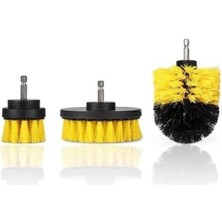 Aesco Fırça Matkap Ucu 3lü Banyo Küvet Duşakabin Araba Tekerliği Koltuk Yıkama Temizleme Fırçası Seti, Renkli, Küçük