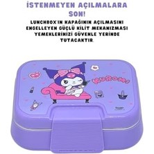 Aesco Bento 1030ML Lunchbox Lisanslı Tek Katlı 2 Bölmeli Paslanmaz Çelik Sefer Tası Yemek Kutu (Mor1)
