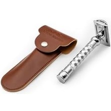 Aesco Tıraş Bıçağı Seyahat Kılıfı, Çift Taraflı Deri Koruma, Çıtçıt Kapaklı Emniyetli Taşıma (Hakiki Deri - Kahverengi)