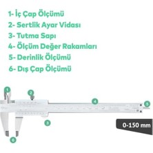 Aesco Analog Kumpas – 150 mm Karbon Çelik Gövde, 0.02 mm Hassasiyetli Ölçüm Aleti, Iç-Dış-Derinlik- Ölçüm Için Uygun Teknik Kaliper (Mekanik)