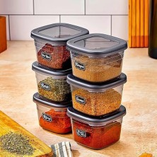 Aesco 6 Adet Square Etiketli Baharatlık Takımı - 550 ml - 6'lı Kare 0.55 Lt