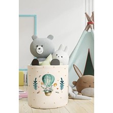 Talia Home Uçan Balon Fil Desen Çocuk ve Bebek Odası Düzenleyici Oyuncak Sepeti TLAS-030