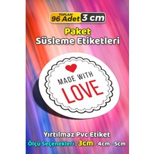 Sb Store Made With Love Ambalaj Kargo Hediye Paketleme Etiketi Model 10 - 96 Adet 3cm