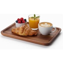 Aesco Akasya Ahşap Servis Tepsisi ve Sunumluk (30X20 Cm) | Doğal Akasya Ağacı Kahvaltı, Peynir, Şarküteri ve Ikram Tabağı | Kenarlı Ahşap Tepsi