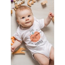 Overoz Little Pumpkin Balkabağı Baskılı Kısa Kollu Beyaz Bebek Body Zıbın 5540