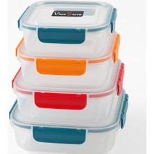 Aesco Store 4’lü Kilitli Saklama Kabı Seti – Sızdırmaz Kapaklı, Farklı Boy ve Renklerde, Bpa Içermez, Plastik Gıda Saklama Kutusu (2150 Ml- 1300 ml - 700 ml - 300 Ml) (Mavi)