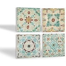 Aesco Desen Taş Bardak Altlığı Seti - 4 Parça - Dekoratif, Rustik Mutfak Aksesuarı, 10X10 Cm, Kaydırmaz Tabanlı, Şık ve Dayanıklı SC140