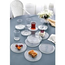 Aesco 18 Parça Çay Seti Takımı - Pasta Tabağı, Çay Bardağı, Çay Tabağı - Sade Modern Kahvaltı Takımı Seti