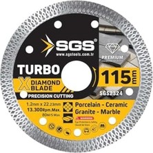 Aesco Premium Turbo Kesici Disk, 115MM x 1.2mm, Porselen Seramik Granit Mermer Için Hassas Kesim, SGS2324 Model