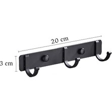 Aesco Kendinden Yapışkanlı Alüminyum 3'lü Askılık Mat Siyah