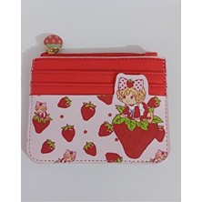 Romwe Strawberry Shortcake Kartlık Cüzdan Yatay Tip Kırmızı Polyester Malzeme ile Şık ve Hafif