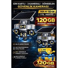 Sim Kartlı Kamera | 3 Kameralı Dönebilen Güvenlik Kamerası | Her Ay 10GB Turkcell | 1 Yıl Hediyeli