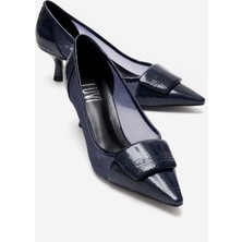 Luvi Ola Lacivert Rugan File Detaylı Kadın Topuklu Ayakkabı