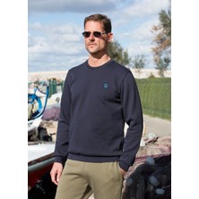 Masimar Lacivert Erkek Bisiklet Yaka Basic Sweatshirt Düz Renk