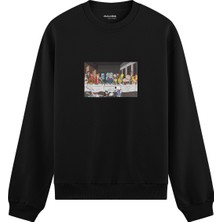 The Lucid Lab Champions Last Supper  Oversize Sweatshirt - Siyah