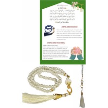 Akıllı Durak Namaz Tesbihi Vavlı 99'lu Cam Incili Ayet-El Kürsi Dua Kartı Ile Krem Renk Hediyelik